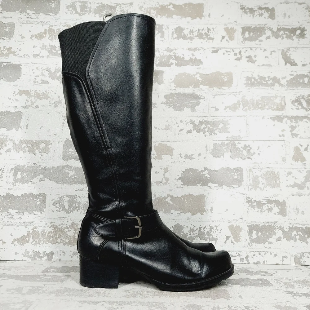 New BareTraps Women's Black Faux Leather Riding Boots F206 - Picture 4 of 12